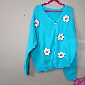 NWOT 5X Turquoise Really Cute Cardigan